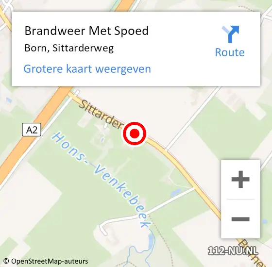 Locatie op kaart van de 112 melding: Brandweer Met Spoed Naar Born, Sittarderweg op 22 oktober 2015 07:29