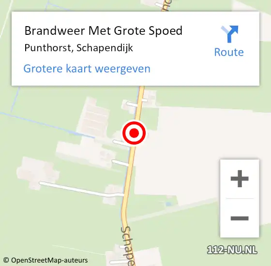 Locatie op kaart van de 112 melding: Brandweer Met Grote Spoed Naar Punthorst, Schapendijk op 22 oktober 2015 07:43