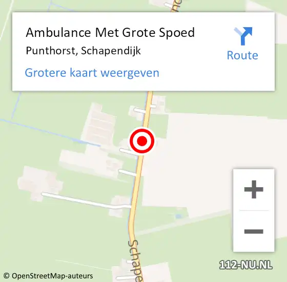 Locatie op kaart van de 112 melding: Ambulance Met Grote Spoed Naar Punthorst, Schapendijk op 22 oktober 2015 07:46