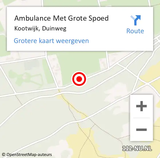 Locatie op kaart van de 112 melding: Ambulance Met Grote Spoed Naar Kootwijk, Duinweg op 24 november 2013 14:09
