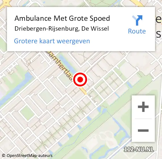 Locatie op kaart van de 112 melding: Ambulance Met Grote Spoed Naar Driebergen-Rijsenburg, De Wissel op 22 oktober 2015 08:06