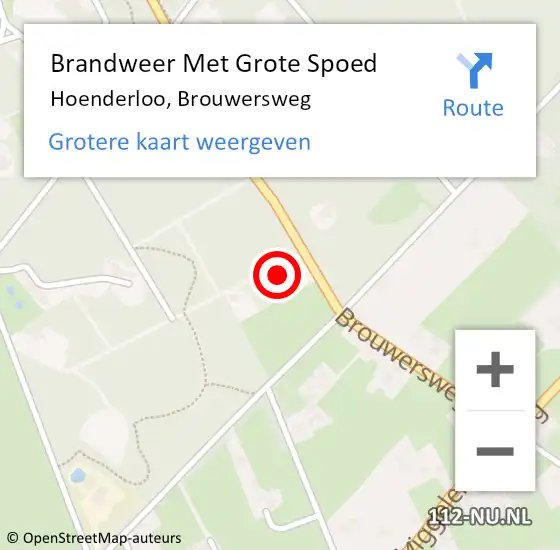 Locatie op kaart van de 112 melding: Brandweer Met Grote Spoed Naar Hoenderloo, Brouwersweg op 24 november 2013 14:09