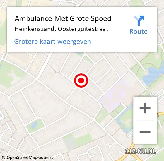 Locatie op kaart van de 112 melding: Ambulance Met Grote Spoed Naar Heinkenszand, Oosterguitestraat op 24 november 2013 14:09