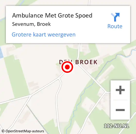 Locatie op kaart van de 112 melding: Ambulance Met Grote Spoed Naar Sevenum, Broek op 22 oktober 2015 08:30