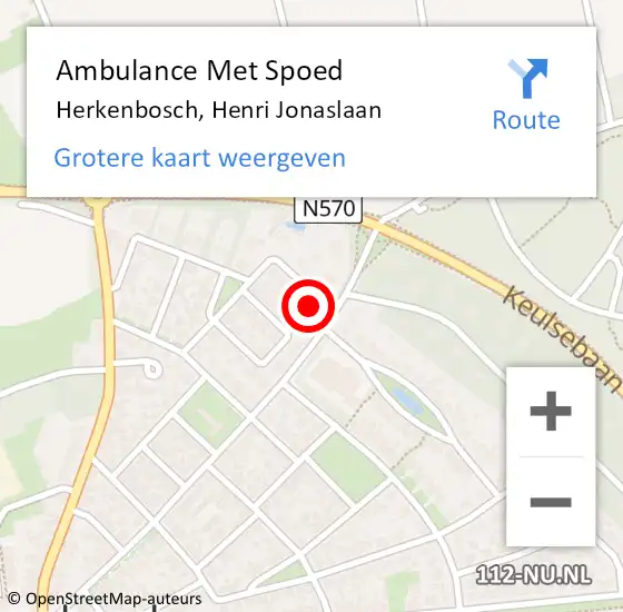 Locatie op kaart van de 112 melding: Ambulance Met Spoed Naar Herkenbosch, Henri Jonaslaan op 22 oktober 2015 08:46