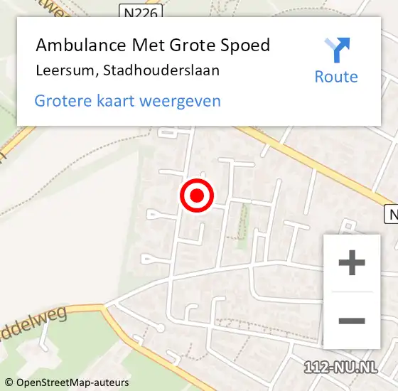 Locatie op kaart van de 112 melding: Ambulance Met Grote Spoed Naar Leersum, Stadhouderslaan op 22 oktober 2015 08:56