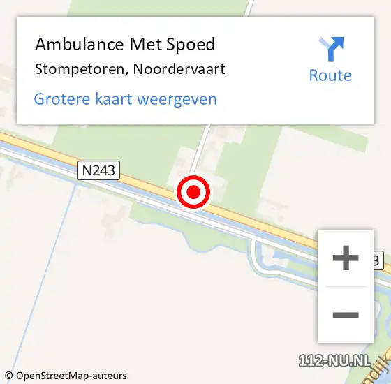 Locatie op kaart van de 112 melding: Ambulance Met Spoed Naar Stompetoren, Noordervaart op 22 oktober 2015 09:48