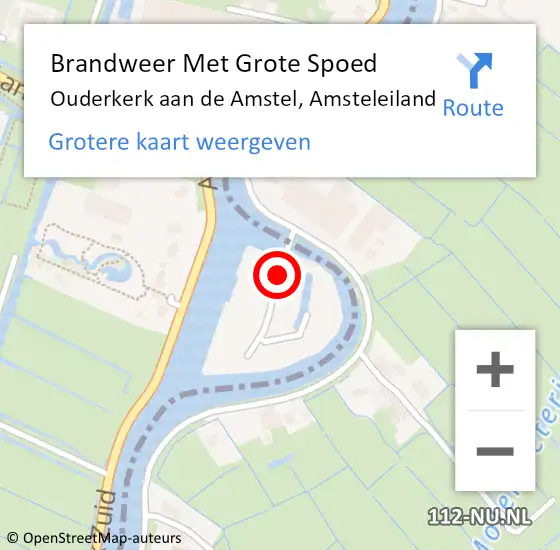 Locatie op kaart van de 112 melding: Brandweer Met Grote Spoed Naar Ouderkerk aan de Amstel, Amsteleiland op 22 oktober 2015 10:15