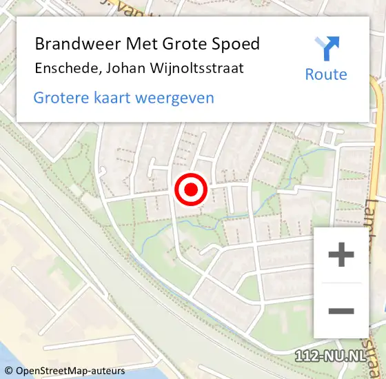 Locatie op kaart van de 112 melding: Brandweer Met Grote Spoed Naar Enschede, Johan Wijnoltsstraat op 22 oktober 2015 10:28
