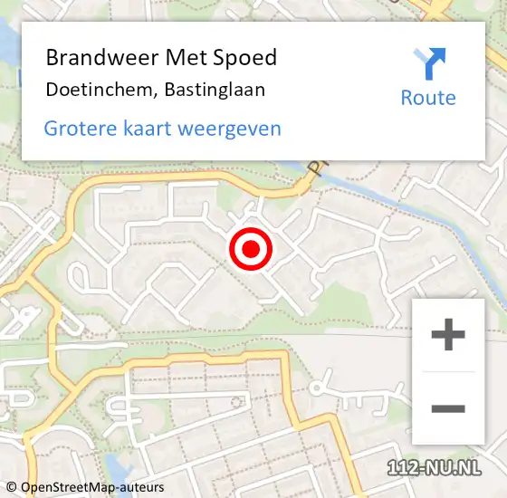 Locatie op kaart van de 112 melding: Brandweer Met Spoed Naar Doetinchem, Bastinglaan op 22 oktober 2015 10:56