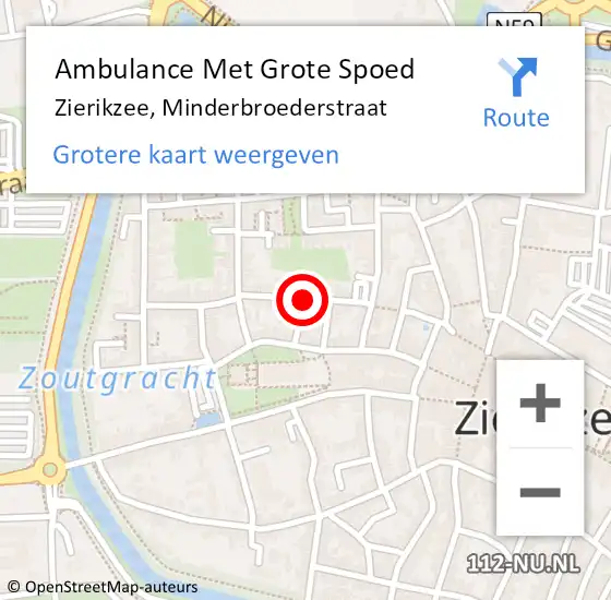 Locatie op kaart van de 112 melding: Ambulance Met Grote Spoed Naar Zierikzee, Minderbroederstraat op 24 november 2013 14:38