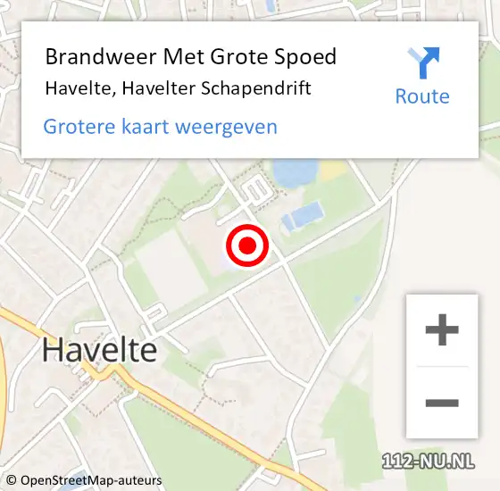 Locatie op kaart van de 112 melding: Brandweer Met Grote Spoed Naar Havelte, Havelter Schapendrift op 22 oktober 2015 11:52