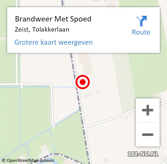 Locatie op kaart van de 112 melding: Brandweer Met Spoed Naar Zeist, Tolakkerlaan op 22 oktober 2015 11:53