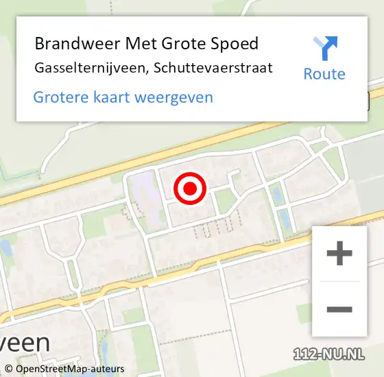 Locatie op kaart van de 112 melding: Brandweer Met Grote Spoed Naar Gasselternijveen, Schuttevaerstraat op 22 oktober 2015 12:23