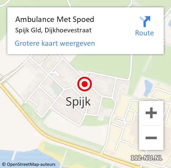 Locatie op kaart van de 112 melding: Ambulance Met Spoed Naar Spijk Gld, Dijkhoevestraat op 22 oktober 2015 12:26