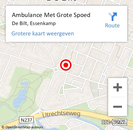 Locatie op kaart van de 112 melding: Ambulance Met Grote Spoed Naar De Bilt, Essenkamp op 22 oktober 2015 14:32