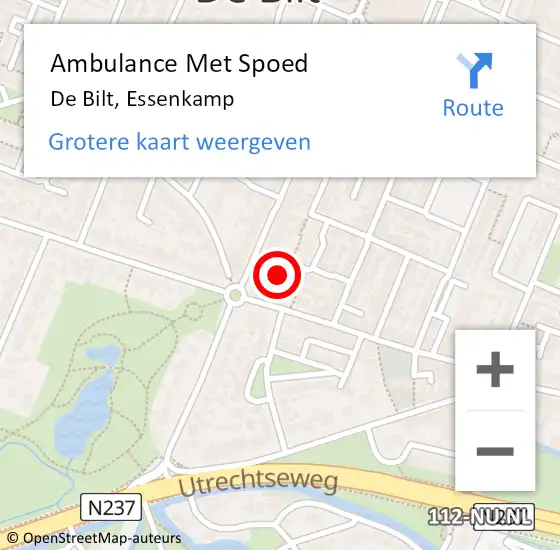 Locatie op kaart van de 112 melding: Ambulance Met Spoed Naar De Bilt, Essenkamp op 22 oktober 2015 14:51