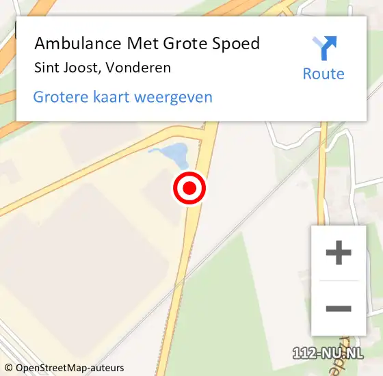 Locatie op kaart van de 112 melding: Ambulance Met Grote Spoed Naar Sint Joost, Vonderen op 22 oktober 2015 15:07