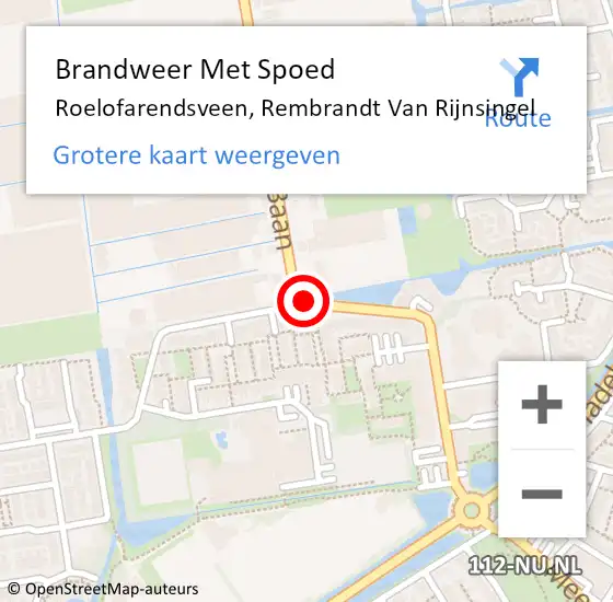 Locatie op kaart van de 112 melding: Brandweer Met Spoed Naar Roelofarendsveen, Rembrandt Van Rijnsingel op 22 oktober 2015 16:24