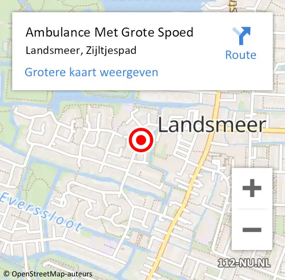 Locatie op kaart van de 112 melding: Ambulance Met Grote Spoed Naar Landsmeer, Zijltjespad op 22 oktober 2015 18:07