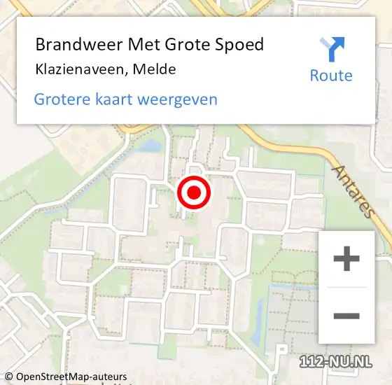 Locatie op kaart van de 112 melding: Brandweer Met Grote Spoed Naar Klazienaveen, Melde op 22 oktober 2015 19:06