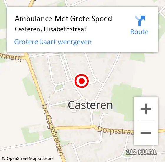 Locatie op kaart van de 112 melding: Ambulance Met Grote Spoed Naar Casteren, Elisabethstraat op 22 oktober 2015 19:48