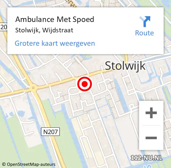Locatie op kaart van de 112 melding: Ambulance Met Spoed Naar Stolwijk, Wijdstraat op 22 oktober 2015 20:07