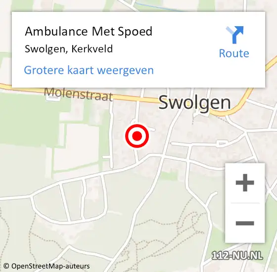 Locatie op kaart van de 112 melding: Ambulance Met Spoed Naar Swolgen, Kerkveld op 22 oktober 2015 22:33