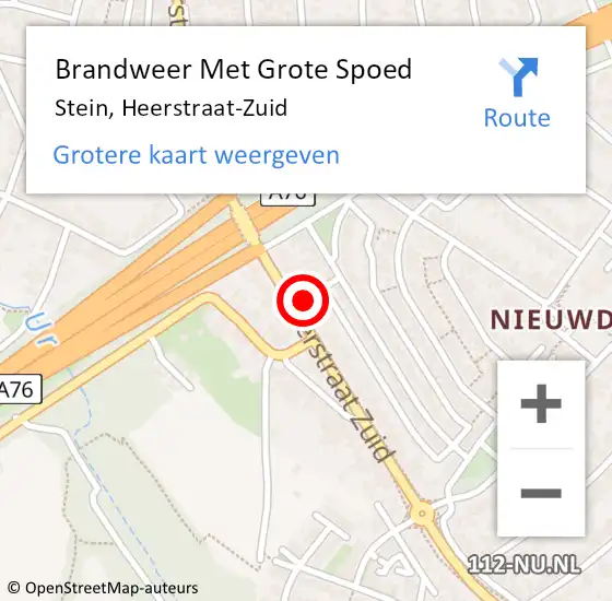 Locatie op kaart van de 112 melding: Brandweer Met Grote Spoed Naar Stein, Heerstraat-Zuid op 22 oktober 2015 23:22