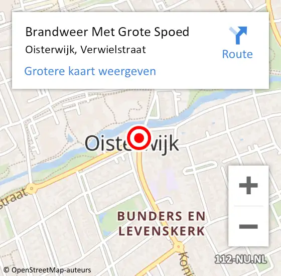 Locatie op kaart van de 112 melding: Brandweer Met Grote Spoed Naar Oisterwijk, Burgemeester Verwielstraat op 22 oktober 2015 23:27