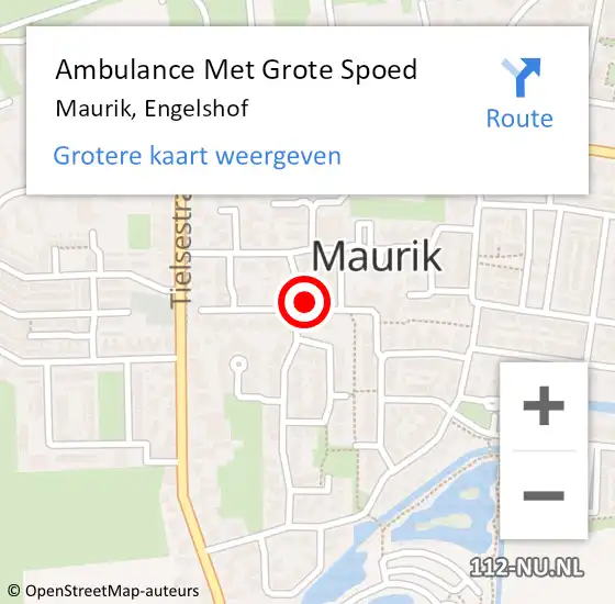 Locatie op kaart van de 112 melding: Ambulance Met Grote Spoed Naar Maurik, Engelshof op 23 oktober 2015 02:42