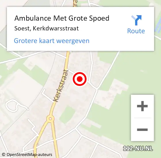 Locatie op kaart van de 112 melding: Ambulance Met Grote Spoed Naar Soest, Kerkdwarsstraat op 23 oktober 2015 05:08