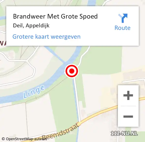 Locatie op kaart van de 112 melding: Brandweer Met Grote Spoed Naar Deil, Appeldijk op 24 november 2013 16:26