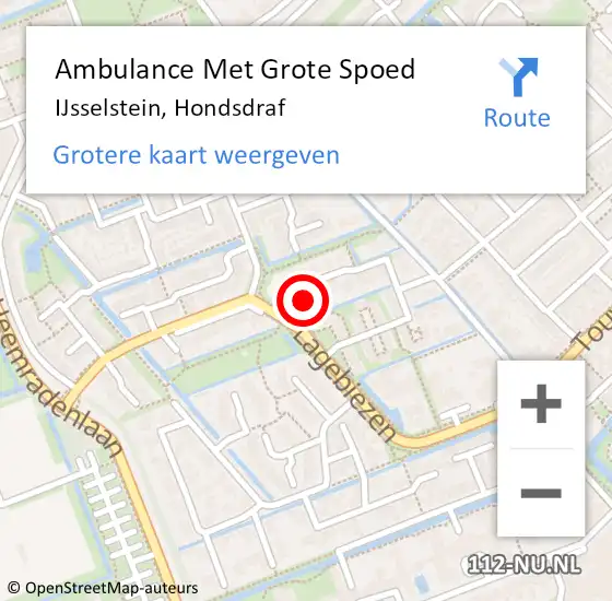 Locatie op kaart van de 112 melding: Ambulance Met Grote Spoed Naar IJsselstein, Hondsdraf op 23 oktober 2015 07:30