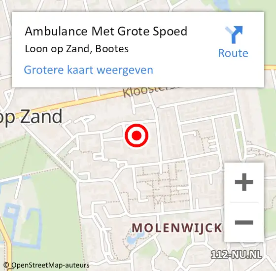 Locatie op kaart van de 112 melding: Ambulance Met Grote Spoed Naar Loon op Zand, Bootes op 23 oktober 2015 07:46