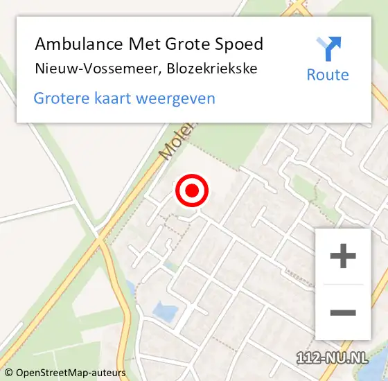 Locatie op kaart van de 112 melding: Ambulance Met Grote Spoed Naar Nieuw-Vossemeer, Blozekriekske op 23 oktober 2015 07:48