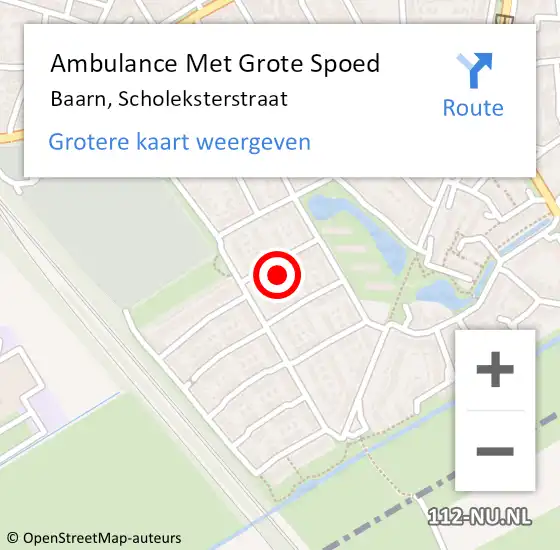 Locatie op kaart van de 112 melding: Ambulance Met Grote Spoed Naar Baarn, Scholeksterstraat op 23 oktober 2015 08:11