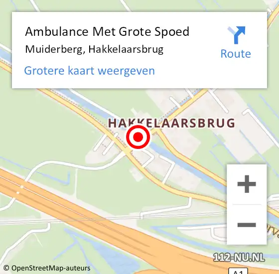 Locatie op kaart van de 112 melding: Ambulance Met Grote Spoed Naar Muiderberg, Hakkelaarsbrug op 13 september 2013 19:12