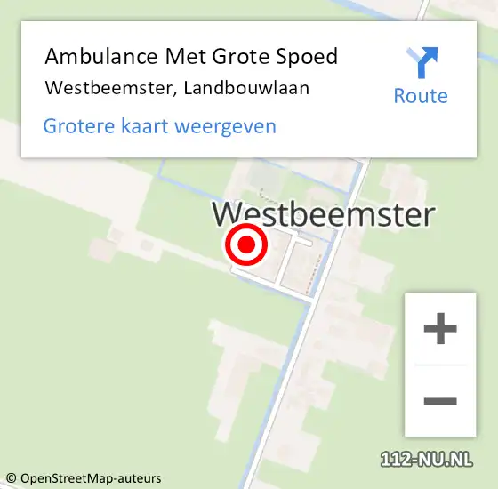 Locatie op kaart van de 112 melding: Ambulance Met Grote Spoed Naar Westbeemster, Landbouwlaan op 23 oktober 2015 08:50