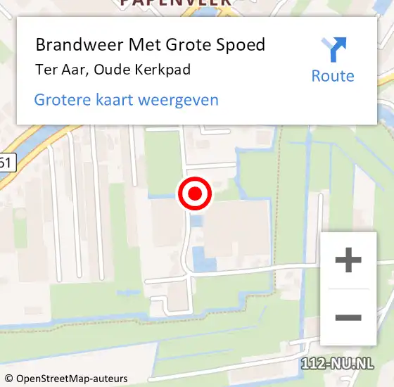 Locatie op kaart van de 112 melding: Brandweer Met Grote Spoed Naar Ter Aar, Oude Kerkpad op 23 oktober 2015 09:08