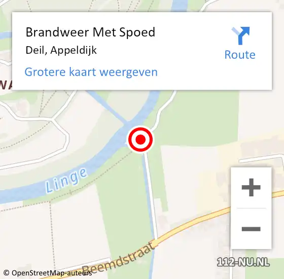 Locatie op kaart van de 112 melding: Brandweer Met Spoed Naar Deil, Appeldijk op 24 november 2013 16:43