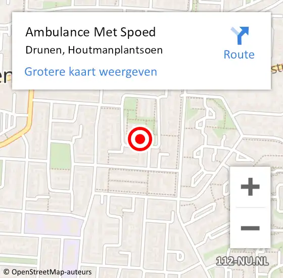 Locatie op kaart van de 112 melding: Ambulance Met Spoed Naar Drunen, Houtmanplantsoen op 24 november 2013 16:47