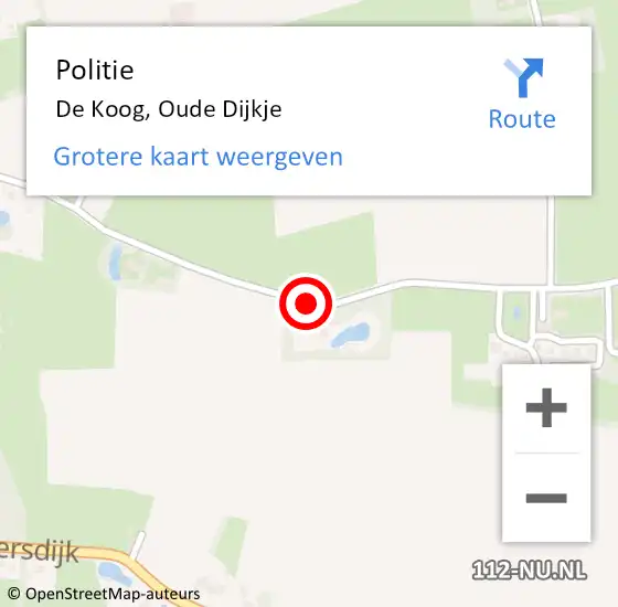 Locatie op kaart van de 112 melding: Politie De Koog, Oude Dijkje op 23 oktober 2015 11:41