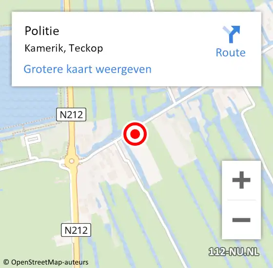 Locatie op kaart van de 112 melding: Politie Kamerik, Teckop op 23 oktober 2015 12:28