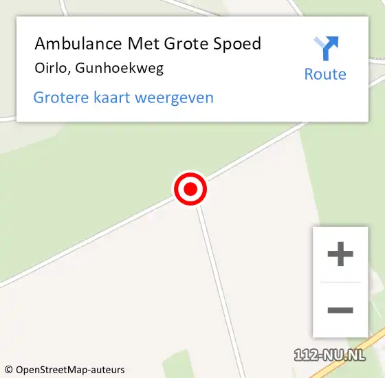 Locatie op kaart van de 112 melding: Ambulance Met Grote Spoed Naar Oirlo, Gunhoekweg op 23 oktober 2015 12:42