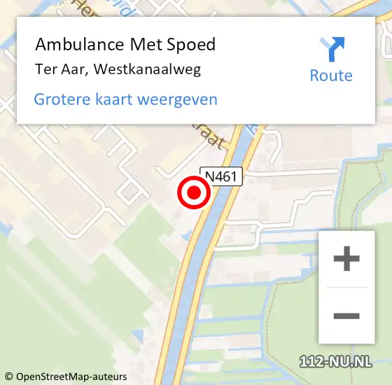 Locatie op kaart van de 112 melding: Ambulance Met Spoed Naar Ter Aar, Westkanaalweg op 23 oktober 2015 12:44