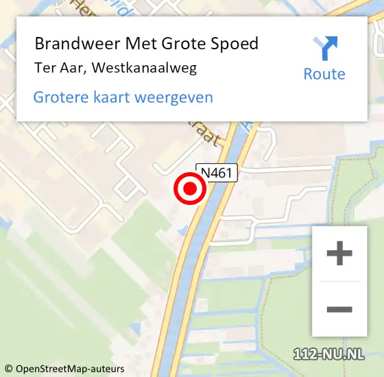 Locatie op kaart van de 112 melding: Brandweer Met Grote Spoed Naar Ter Aar, Westkanaalweg op 23 oktober 2015 12:44