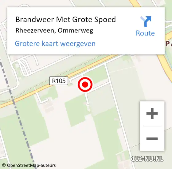 Locatie op kaart van de 112 melding: Brandweer Met Grote Spoed Naar Rheezerveen, Ommerweg op 23 oktober 2015 12:50