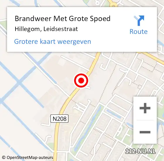 Locatie op kaart van de 112 melding: Brandweer Met Grote Spoed Naar Hillegom, Leidsestraat op 24 november 2013 17:24