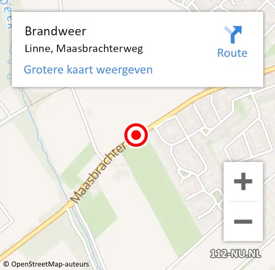 Locatie op kaart van de 112 melding: Brandweer Linne, Maasbrachterweg op 23 oktober 2015 14:53